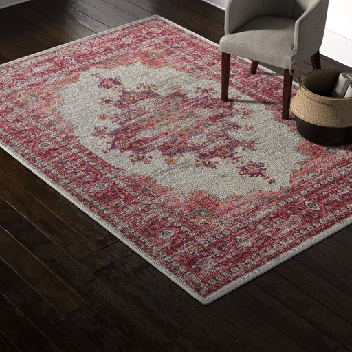Amazon Brand – Rivet Old World Vintage Persian Area Rug, 6' 7" x 9' 6", Passion Pink