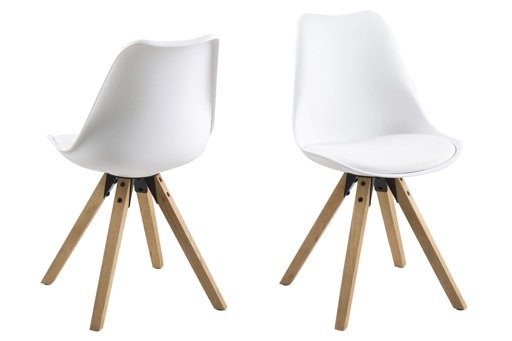 Amazon Brand - Movian Arendsee - Juego de 2 taburetes de bar, 55 x 48,5 x 85 cm, blanco