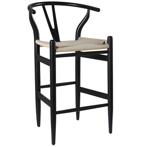 Amazon Brand – Stone & Beam Beech Wishbone Counter-Height Barstool, 38.2"H, Black and Natural