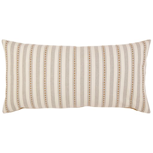Amazon Brand – Stone & Beam Classic Accent Stripe Throw Pillow - 12 x 24 Inch, Gray / Gold