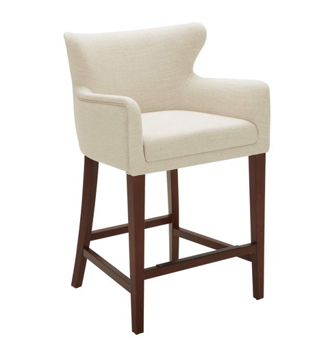 Amazon Brand – Stone & Beam Wickstrom Upholstered Counter-Height Bar Stool with Arms, 37"H, Caribbean Sand Beige