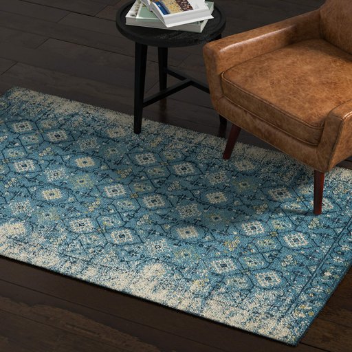 Amazon Brand – Rivet Modern Distressed Persian Area Rug, 4 x 6 Foot, Blue Multicolor
