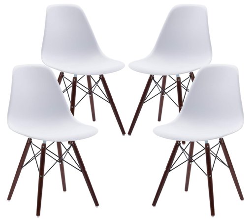 Phoenix Home Kenitra Contemporary Plastic Dining Chair, Bone White, Set of 4