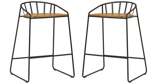 Amazon Brand – Rivet Modern Barstool 33.46"H, Set of 2, Black and Oak