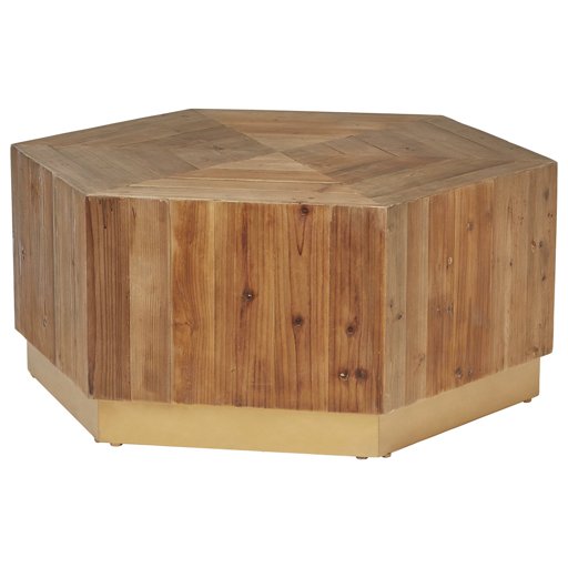 Amazon Brand – Rivet Rustic Reclaimed Fir Wood Coffee Table, 39"W, Natural and Gold