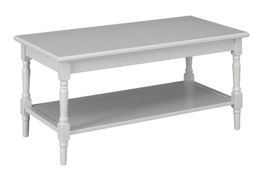 Amazon Brand – Ravenna Home Angela Modern Turned Leg Wood Shelf Storage Coffee Table, 44"W, Grey