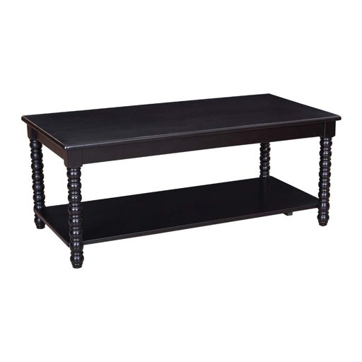 Amazon Brand – Ravenna Home Traditional Solid Pine Coffee Table, 23.62"W, Black Finish