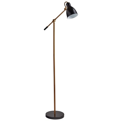Amazon Brand – Rivet Caden Adjustable Task Floor Lamp with Bulb, 60"H, Black and Brass