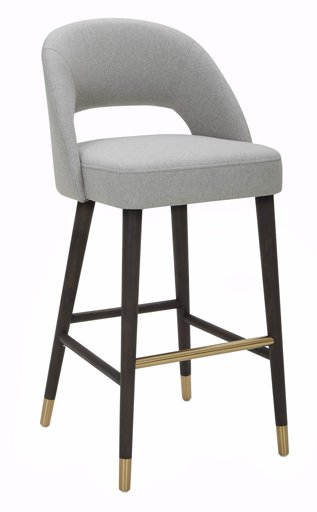 Amazon Brand – Rivet Whit Contemporary Upholstered Bar Stool with Gold Accents, 41"H, Felt Grey