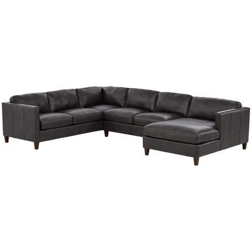 Amazon Brand – Stone & Beam Andover Leather Left-Facing U-Shaped Sectional, 134"W, Charcoal