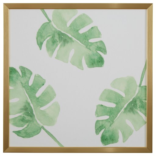 Amazon Brand – Rivet Watercolor Green Leaf Print Wall Art in Gold Wood Frame, 30" x 30"