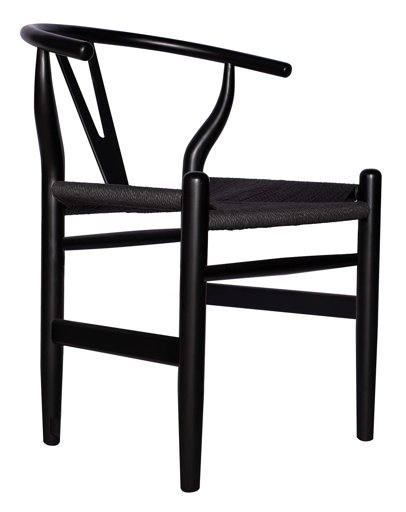 Stone & Beam Classic Wishbone Dining Chair, 22.4"W, Black / Black