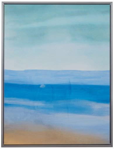 Amazon Brand – Rivet Abstract Green and Blue Sea Breeze Canvas Wall Art in Silver Frame, 17.75" x 21.75"