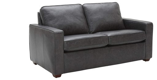 Amazon Brand – Rivet Andrews Contemporary Top-Grain Leather Loveseat Sofa with Removable Cushions, 67"W, Black