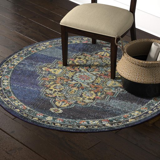 Amazon Brand – Stone & Beam Traditional Passionate Bohemian Area Rug, 5' 3" Round, Navy