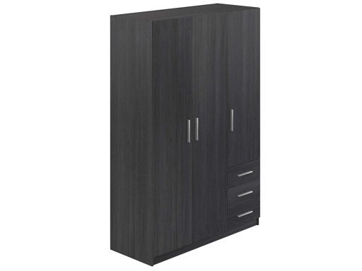 Amazon Brand - Movian Indre 3-Door 3-Drawer Wardrobe, 129 x 51 x 191cm, Dark Grey