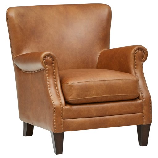 Amazon Brand – Stone & Beam Jacobsen Traditional Leather Accent Chair, 31"W, Camel Brown