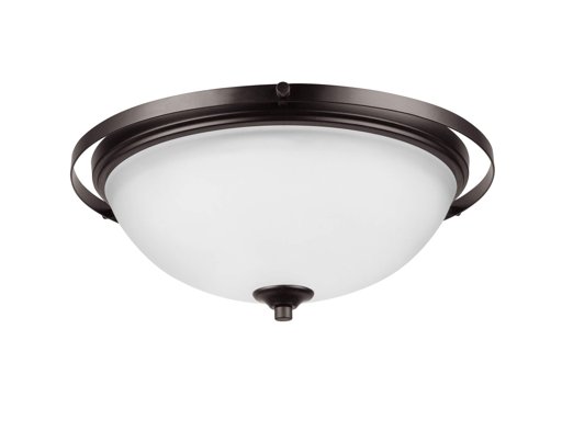 Amazon Brand - Ravenna Home 2-Light Flush-Mount Ceiling Light with White Frosted Glass Shade, 5.1"H, Dark Bronze