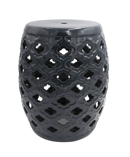 Amazon Brand – Ravenna Home Moroccan-Pattern Ceramic Garden Stool or Side Table, 16"H, Navy Blue