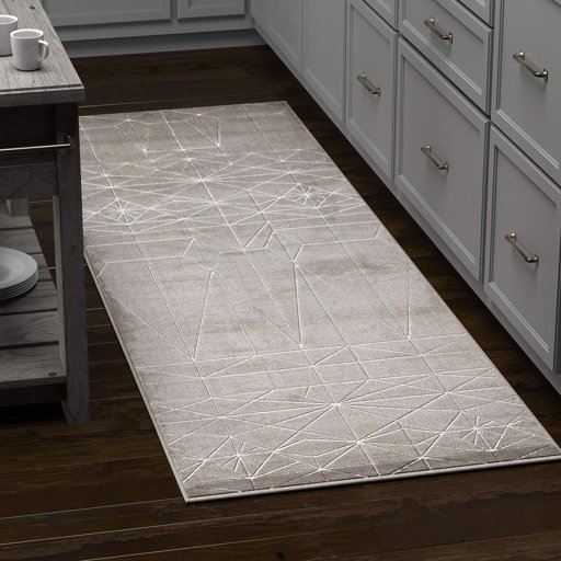 Amazon Brand – Rivet Contemporary Runner Rug, 2' 10" x 7' 10", Silver, Grey White