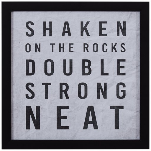 Amazon Brand – Rivet White and Black Shaken on the RocksDouble Strong Neat Pint Print in Black Frame, 14" x 14"