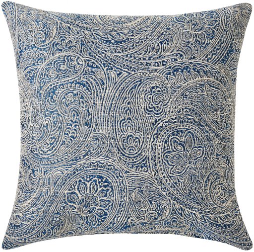 Amazon Brand – Ravenna Home Classic Paisley Throw Pillow, 17" x 17", Blue