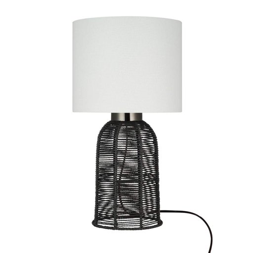 Amazon Brand – Stone & Beam Contemporary Rattan Table Lamp, LED Bulb Included, 22"H, Black