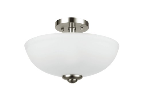 Amazon Brand - Ravenna Home 2-Light Semiflush-Mount Ceiling Light with Frosted Glass Shade, 8.3"H, Brushed Nickel