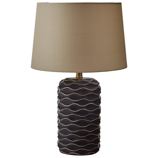 Rivet Modern Wave Table Lamp with Bulb, 15.0" x 15.0" x 23.25", Black