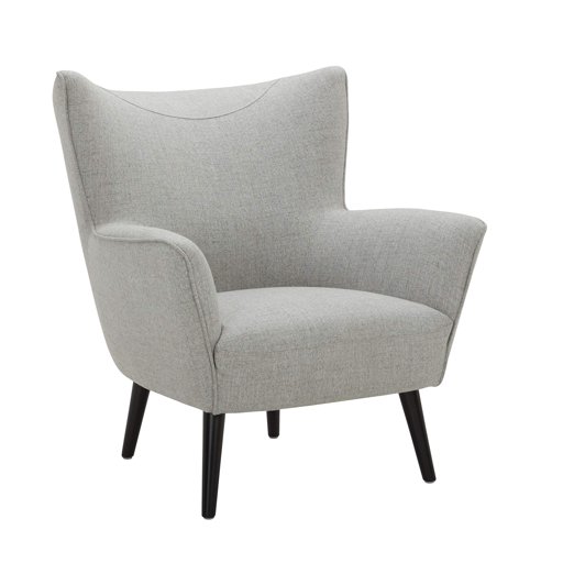 Amazon Brand – Rivet New Luna Upholstered Mid-Century Crescent Accent Chair with Tapered Legs, 31.5"W, Light Grey