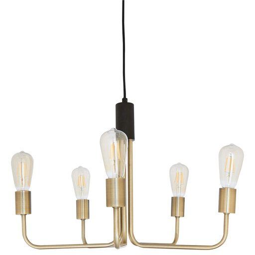 Rivet Theory Edison Bulb Chandelier, 14.5"H, with Bulbs, Black and Brass Finish