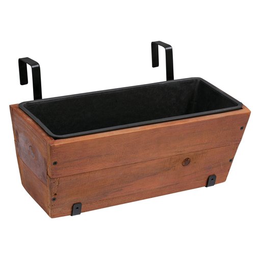 AmazonBasics Recycled Wood Deck Hanging Planter - 2-Pack, 18.9" x 7.87" x 7.5"