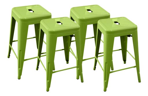 Amazon Brand – Ravenna Home Decorah Stackable Metal Kitchen Counter Bar Stools, 24"H, Light Green, Set of 4