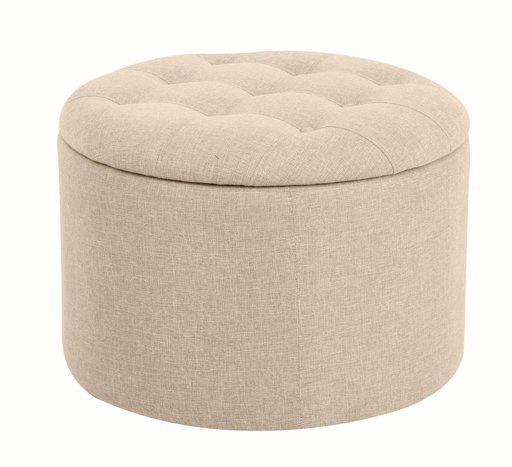 Amazon Brand – Ravenna Home Justin Round Tufted Storage Pouf Ottoman Bench, 24"W, Beige