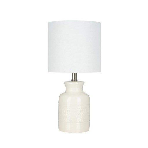 Amazon Brand – Stone & Beam Textured Ceramic Table Lamp with LED Light Bulb - 16.75 Inch, White