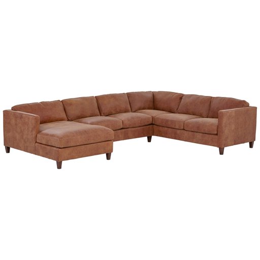 Amazon Brand – Stone & Beam Andover Right-Facing U-Shaped Sectional, 134"W, Saddle-Colored Leather