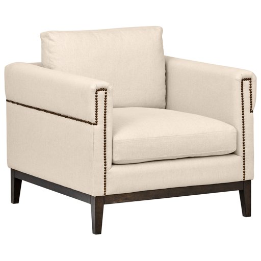 Amazon Brand – Stone & Beam Westport Modern Nailhead Upholstered Accent Arm Chair, 36"W, Neutral