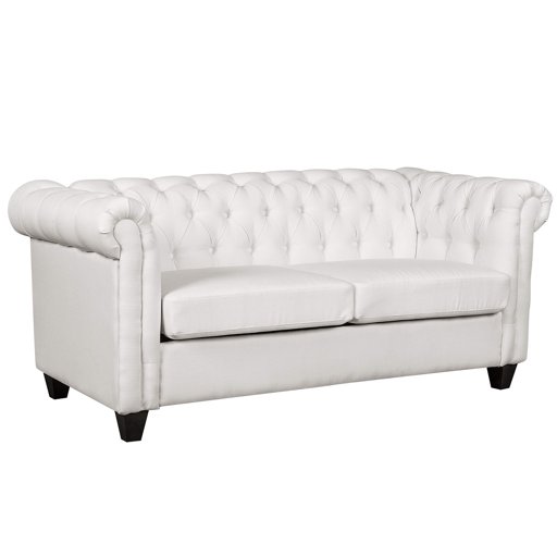 Ravenna Home Classic Chesterfield 3-Seater Sofa, 70.87"W, Soft Cream