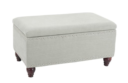 Amazon Brand – Ravenna Home Barrow Nailhead Storage Ottoman Bench, 35.5"W, Light Grey