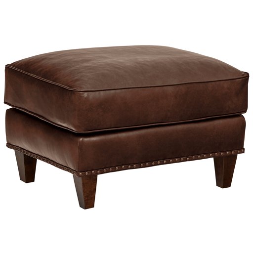 Amazon Brand – Stone & Beam Marin Leather Ottoman, 29"W, Walnut