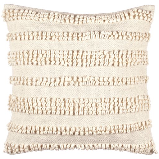 Amazon Brand – Stone & Beam 100% Cotton Textured Stripe Loop Decorative Throw Pillow, 18" x 18", Cream
