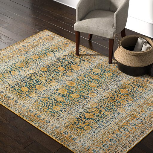 Rivet Gold and Blue Royalty Rug, 5'4" x 7'6",