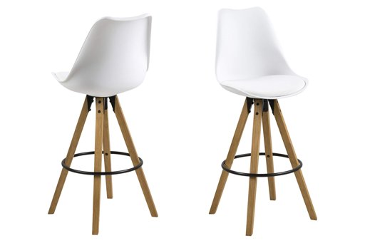 Amazon Brand - Movian Arendsee - Juego de 2 taburetes de bar, 55 x 48,5 x 111,5 cm (largo x ancho x alto), blanco