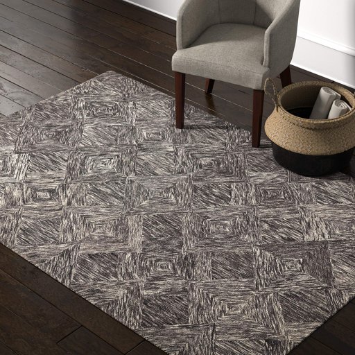 Amazon Brand – Rivet Motion Modern Patterned Wool Area Rug, 5' x 7' 6", Charcoal