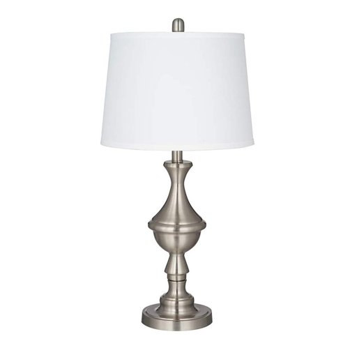 Amazon Brand – Ravenna Home Classic Traditional Metallic Table Lamp with LED Light Bulb, 28.25"H, Brushed Nickel