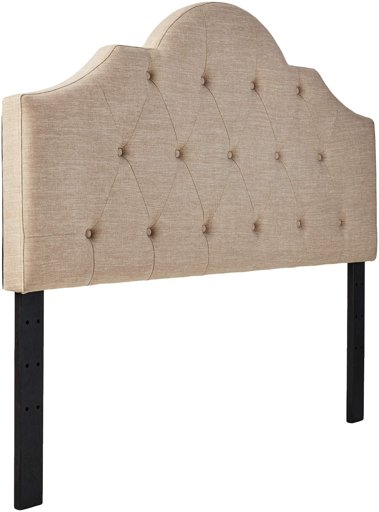 Amazon Brand – Ravenna Home Haraden Modern Scroll-Topped Button-Tufted Queen Headboard, 62"W, Beige
