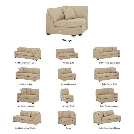 Amazon Brand – Stone & Beam Bagley Sectional Component, Wedge, Fabric, 67"W, Linen