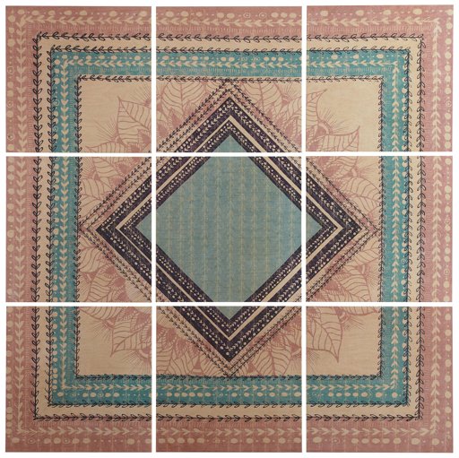 Amazon Brand – Stone & Beam Modern 9-Piece Green and Brown Geometric Print Wall Art Mural on Wood, 48" x 48"