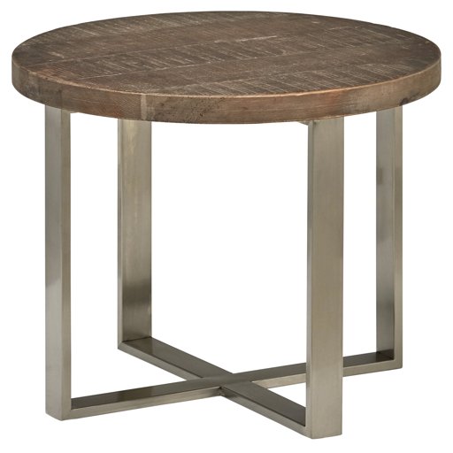 Amazon Brand – Stone & Beam Culver Reclaimed Wood Round Side End Table, 23.6"D, Natural and Steel
