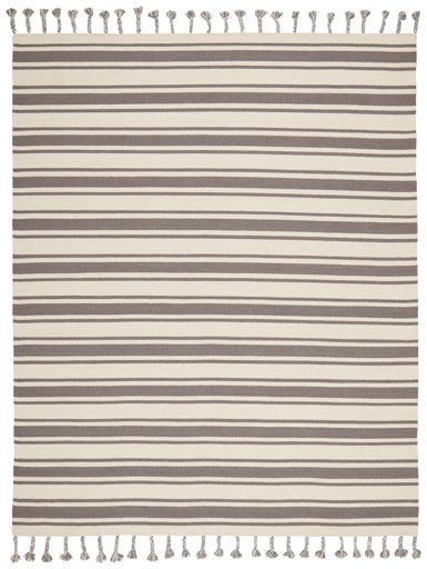 Amazon Brand – Stone & Beam Los Altos Striped Dhurrie Farmhouse Area Rug, 5' x 7' 6", Grey and Ivory